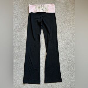 RARE Victoria's Secret Crystal Embellished Pink Fold Over Yoga Pants